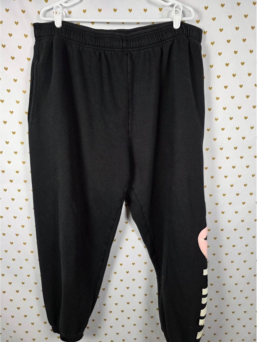 Victoria's Secret PINK LOVE Hoodie Jogger Set Black CAMPUS ORIGINALS XXL 2XL - Picture 7 of 8